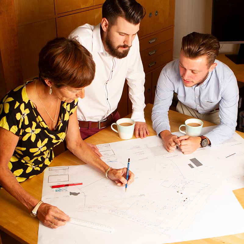 Work team around a table