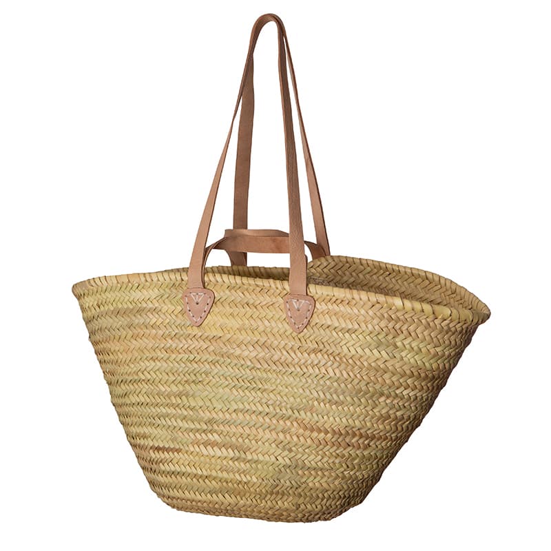  Natural seagrass shoulder bag with short handles and long shoulder handle.