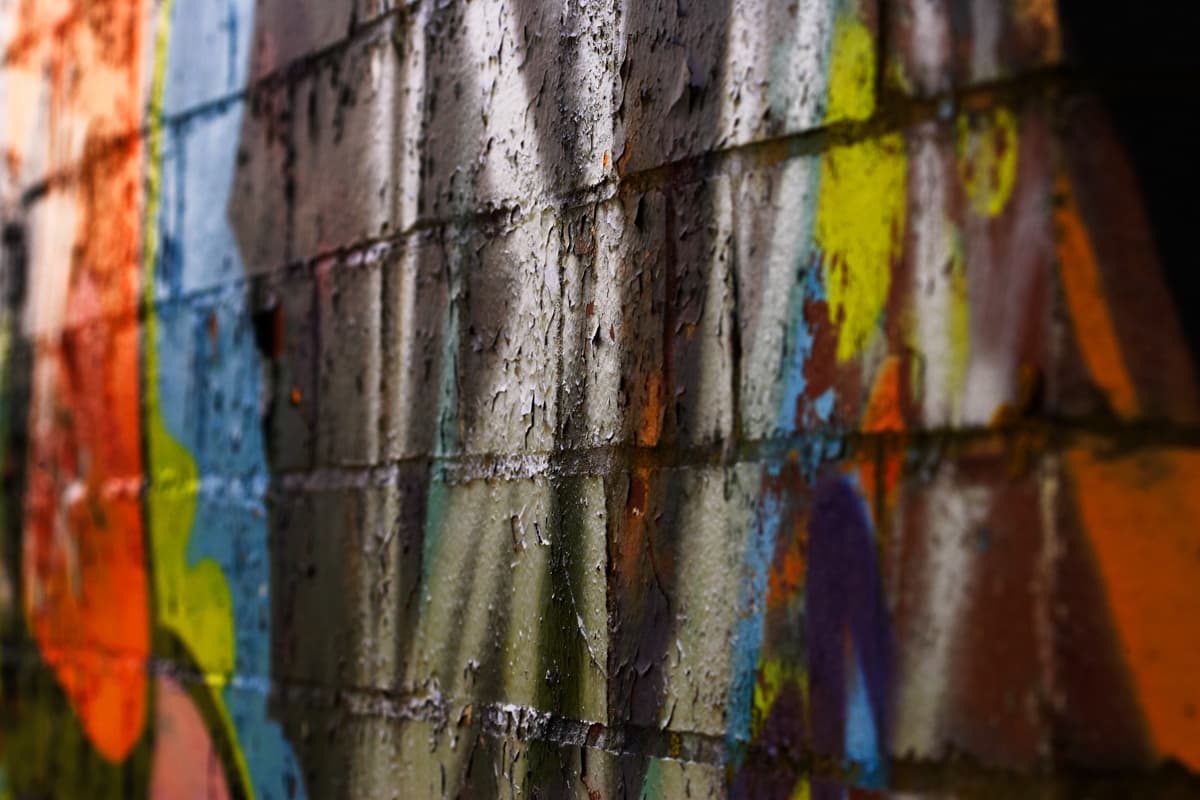 Multi coloured graffiti wall.